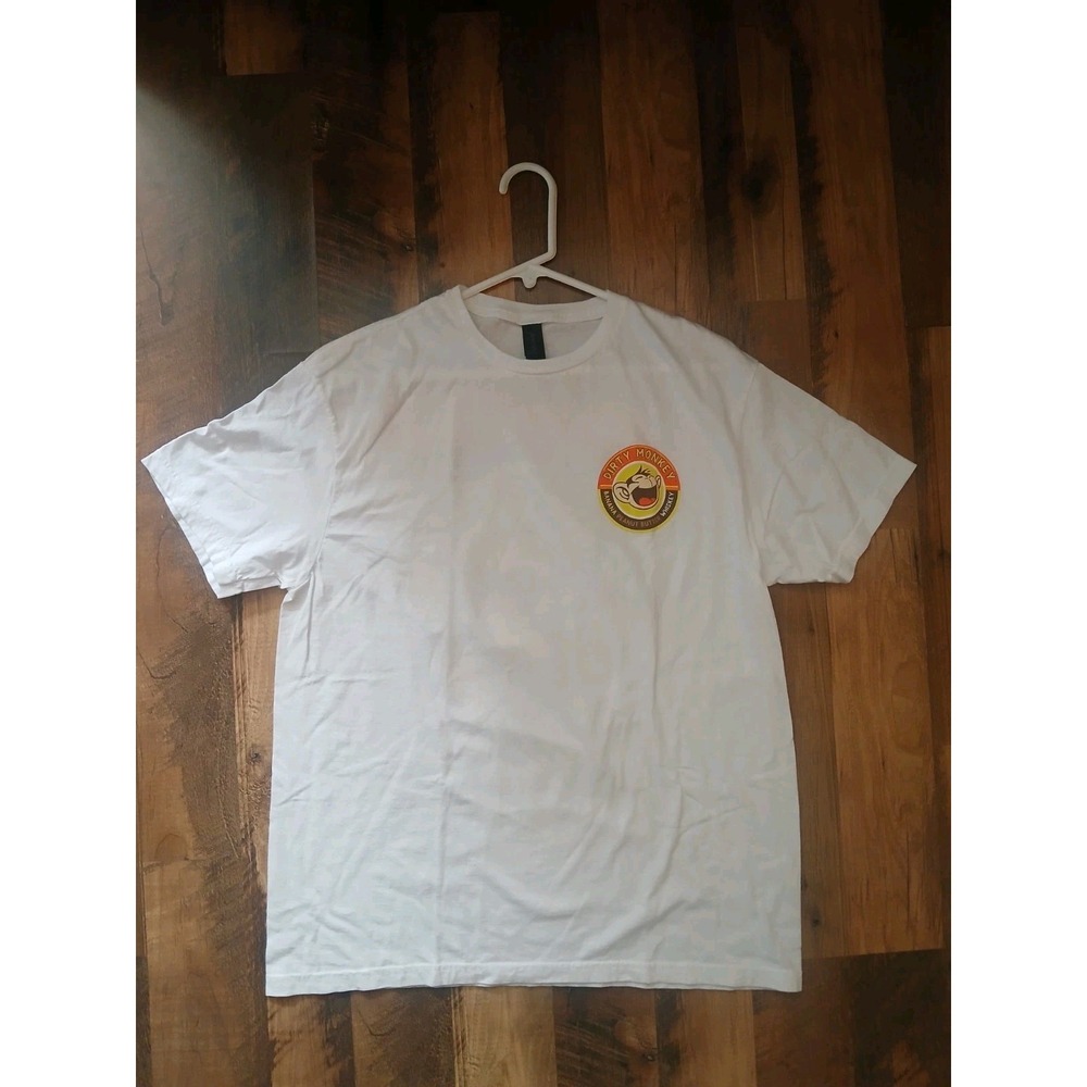 Dirty Monkey Whiskey Mens Large T Shirt Banana Peanut Butter Graphic Tee White